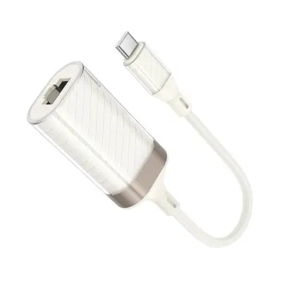 Кабель Hoco UA41B Type-C ethernet adapter Абрикосовий Кабель Hoco UA41B Type-C ethernet adapter Абрикосовий
