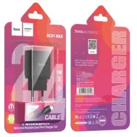 Сетевое зарядное устройство Hoco DC01 2USB/2.1A + Type-C Black, Чёрный Сетевое зарядное устройство Hoco DC01 2USB/2.1A + Type-C Black, Чёрный