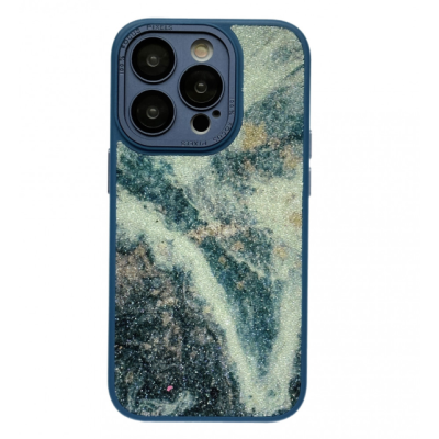 Чехол накладка Glitter Marble iPhone 11 Синяя