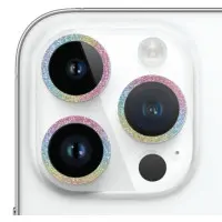 Захисне скло на камеру Metal Sparkles iPhone 15 Pro/15 Pro Max Бузкове (Rainbow)