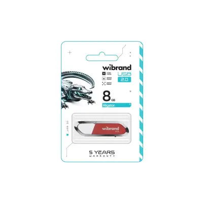 Флеш память USB 8Gb Wibrand Aligator USB 2.0 Темно красная