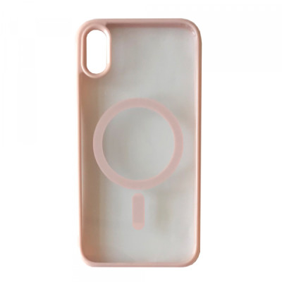 Чехол накладка Clear Color MagSafe iPhone XR Розовая