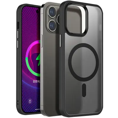 Чехол накладка Metal Buttons with MagSafe iPhone 14 Pro Max Черная
