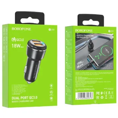 АЗУ Borofone BZ17 2USB QC3.0 3A Black, Черный