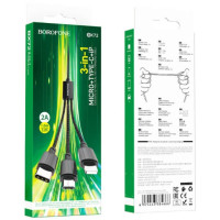 Кабель дата Borofone BX72 3in1 Чорний Кабель дата Borofone BX72 3in1 Чорний