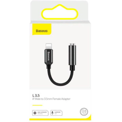 Перехідник аудіокабель Baseus Lightning - 3.5 (CALL3-01), Black