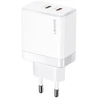 Сетевое зарядное устройство Usams T54 Gan 40W 2PD White, Белый