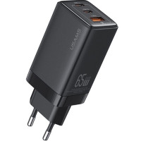 Сетевое зарядное устройство Usams US-CC1180 Gan 2USB-C+USB-A 65W 5A Black, Чёрный Сетевое зарядное устройство Usams US-CC1180 Gan 2USB-C+USB-A 65W 5A Black, Чёрный