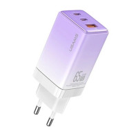 Мережевий зарядний пристрій Usams US-CC1180 Gan 2USB-C+USB-A 65W 5A Violet, Фіолетовий