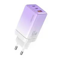 Сетевое зарядное устройство Usams US-CC1180 Gan 2USB-C+USB-A 65W 5A Violet, Фиолетовый