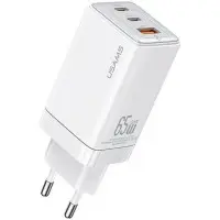 Сетевое зарядное устройство Usams US-CC1180 Gan 2USB-C+USB-A 65W 5A White, Белый