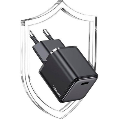 Сетевое зарядное устройство Usams US-CC183 20W PD Black, Чёрный
