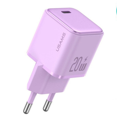 Сетевое зарядное устройство Usams US-CC183 20W PD Violet, Фиолетовый