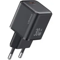 Сетевое зарядное устройство Usams US-CC186 30W PD Black, Чёрный