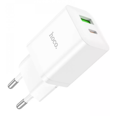 Сетевое зарядное устройство Hoco N28 1PD+1USB 20W White, Белый