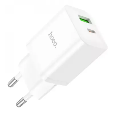 Сетевое зарядное устройство Hoco N28 1PD+1USB 20W White, Белый