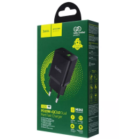 Мережевий зарядний пристрій Hoco N28 1PD+1USB 20W Black, Чорний