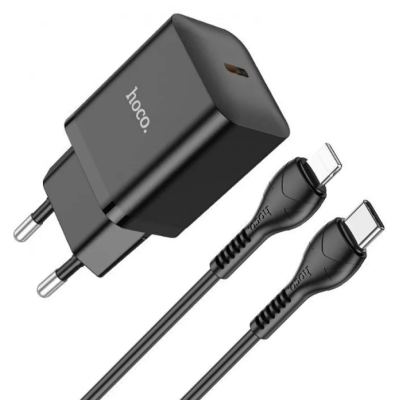 МЗП Hoco N27 PD 20W + Кабель Type-C to Lightning Black, Чорний