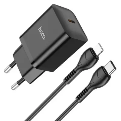 МЗП Hoco N27 PD 20W + Кабель Type-C to Lightning Black, Чорний