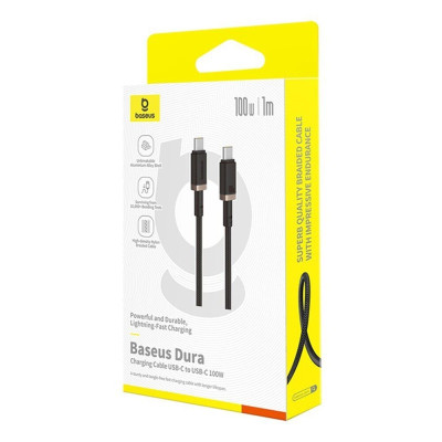 Кабель дата Baseus Dura Type-C to Type-C 100W 1м Чорно-золотий