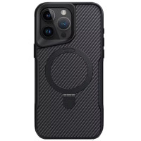 Чехол накладка Metal Buttons with MagSafe Carbon Ring iPhone 15 Pro Max Черная