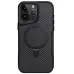 Чехол накладка Metal Buttons with MagSafe Carbon Ring iPhone 15 Pro Max Черная
