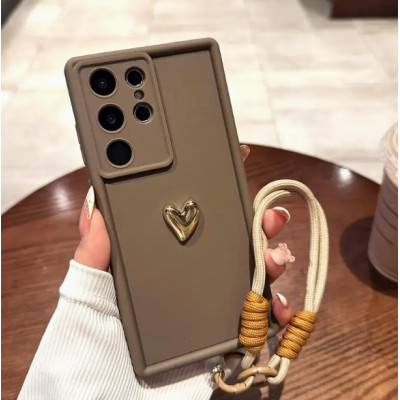 Чехол Накладка Beige Heart Gold Samsung A566 A56 Коричневая