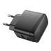 Мережевий зарядний пристрій Hoco CS61A USB-A/USB-C (30W) Black, Чорний