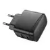 Мережевий зарядний пристрій Hoco CS61A USB-A/USB-C (30W) Black, Чорний
