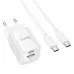 Сетевое зарядное устройство  C149A 1PD+1USB 30W + Type-C to Type-C White, Белый