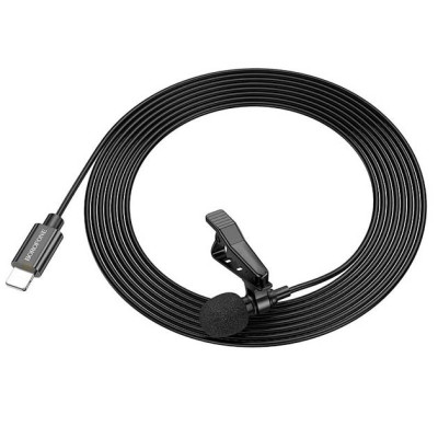 Мікрофон петличний Borofone BFK11 Lightning Black, Чорний