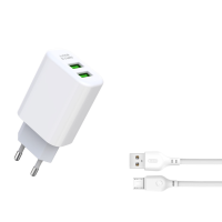 Мережевий зарядний пристрій XO L85C MicroUSB 2USB 2.4A (12W) Білий