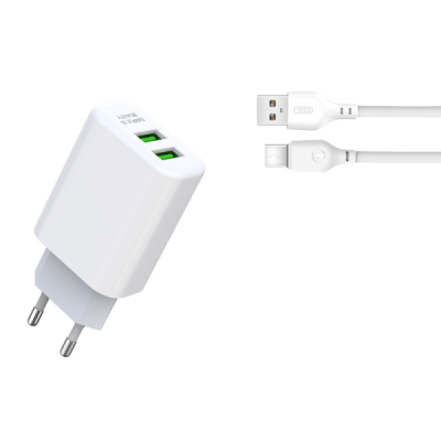 Сетевое зарядное устройство XO L85C Type-C 2USB 2.4A (12W) White, Белый