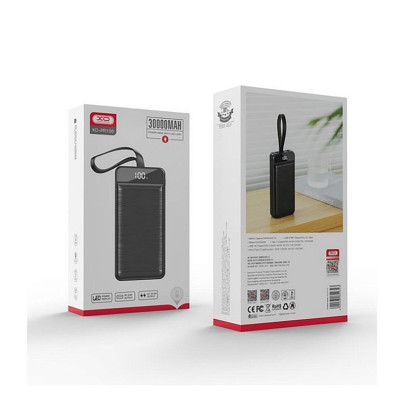Універсальна мобільна батарея Повербанк XO PR156 22.5W PD 30000mAh Чорний