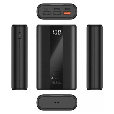 Універсальна мобільна батарея Повербанк Forcell P20k2 22.5W 20000mAh Чорний
