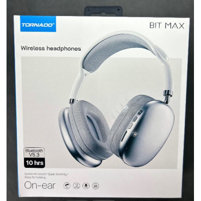 Беспроводные полноразмерные наушники Tornado TSB-3 BIT Max Silver Stereo Bluetooth Headphones, серые