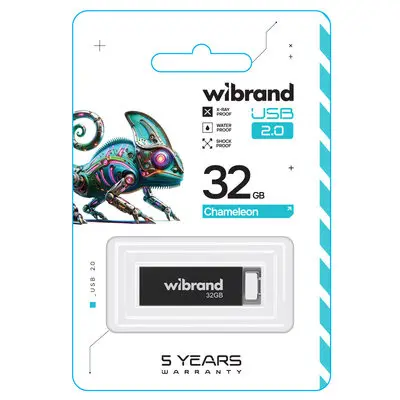Флеш память USB 32Gb Wibrand Chameleon USB 2.0  Black, Черная