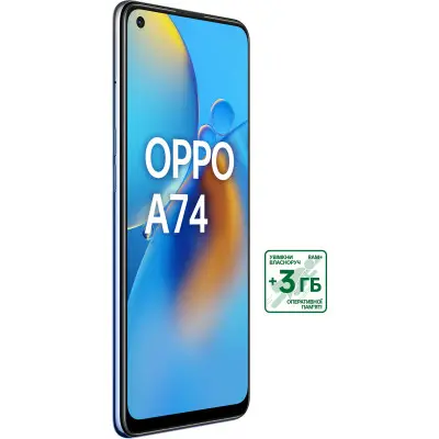 Смартфон OPPO A74 4/128GB Midnight Blue, блакитний Смартфон OPPO A74 4/128GB Midnight Blue, блакитний