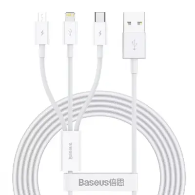 Кабель дата Baseus Superior 3in1 L+T+M 1.5м Белый Кабель дата Baseus Superior 3in1 L+T+M 1.5м Белый