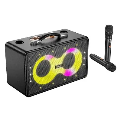 Колонка Bluetooth Hoco HA8 + 2 мікрофона Black, Чорний