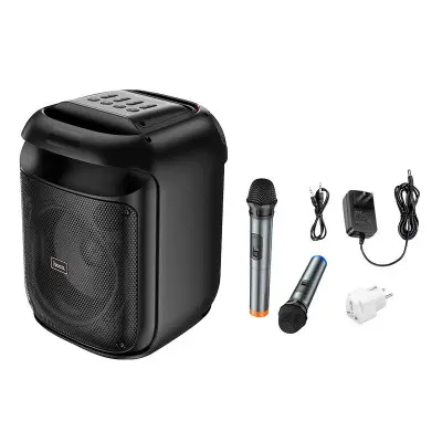 Колонка Bluetooth Hoco HA13 + 2 мікрофона Black, Чорний