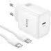 Мережевий зарядний пристрій Hoco N83 1USB-C 40W + Кабель Type-C to Type-C White, Білий