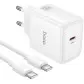 Мережевий зарядний пристрій Hoco N83 1USB-C 40W + Кабель Type-C to Type-C White, Білий