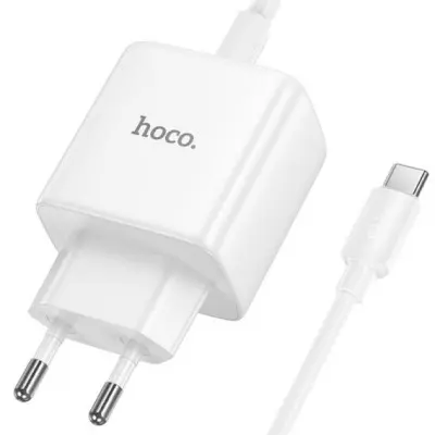 Мережевий зарядний пристрій Hoco N83 1USB-C 40W + Кабель Type-C to Type-C White, Білий Мережевий зарядний пристрій Hoco N83 1USB-C 40W + Кабель Type-C to Type-C White, Білий