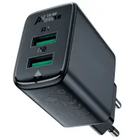 Сетевое зарядное устройство Acefast A33 18W QC3.0 2USB-A Black, Черный Сетевое зарядное устройство Acefast A33 18W QC3.0 2USB-A Black, Черный