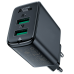 Мережевий зарядний пристрій Acefast A33 18W QC3.0 2USB-A Black, Чорний