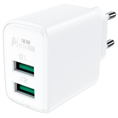 Мережевий зарядний пристрій Acefast A33 18W QC3.0 PD+USB-A White, Білий