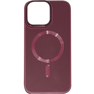 Чехол накладка Bonbon Leather MagSafe iPhone 14 Pro Max Бордовая/Plum