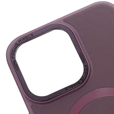 Чехол накладка Bonbon Leather MagSafe iPhone 14 Pro Max Бордовая/Plum