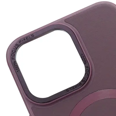 Чехол накладка Bonbon Leather MagSafe iPhone 14 Pro Max Бордовая/Plum